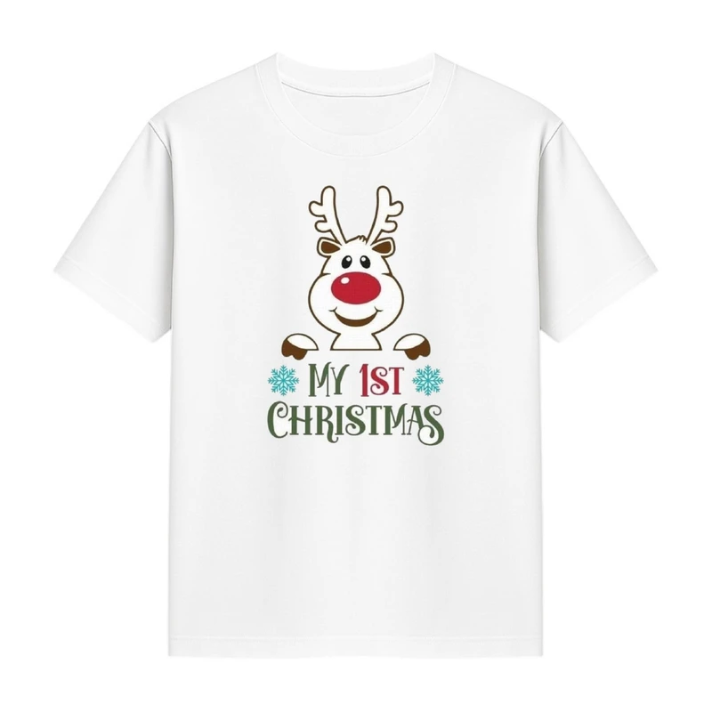 تی‌شرت آستین کوتاه دخترانه مدل گوزن کریسمس کد p2 