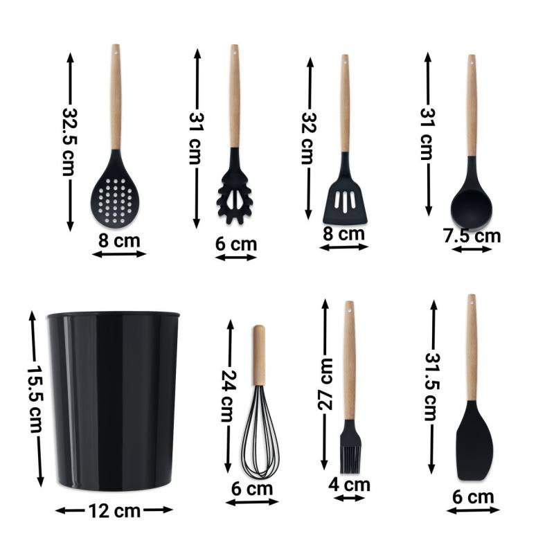 سرویس کفگیر و ملاقه 8 پارچه مدل silicone kitchen utensils سرویس کفگیر و ملاقه 8 پارچه مدل silicone kitchen utensils