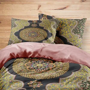 سرویس روتختی مدوپد طرح قالی قم ترنج طره‌دار مدل C-Ghom167 یک نفره 4 تکه