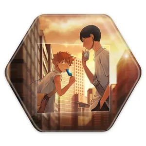 پیکسل خندالو طرح کاگیاما و هیناتا انیمه هایکیو Haikyu مدل شش ضلعی کد 17757