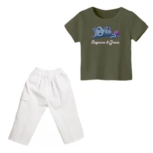 ست تی شرت و شلوارک دخترانه مدل گربه کد ۲۳