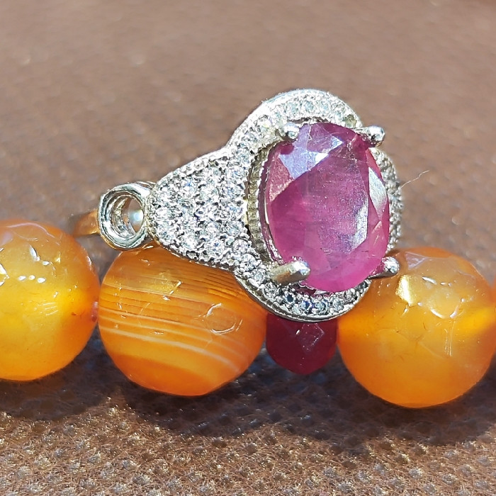 انگشتر نقره زنانه مدل یاقوت سرخ آفریقایی کد 504