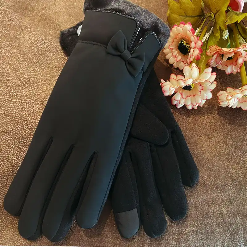 دستکش زنانه مدل پاپیون کد 00517 رنگ مشکی