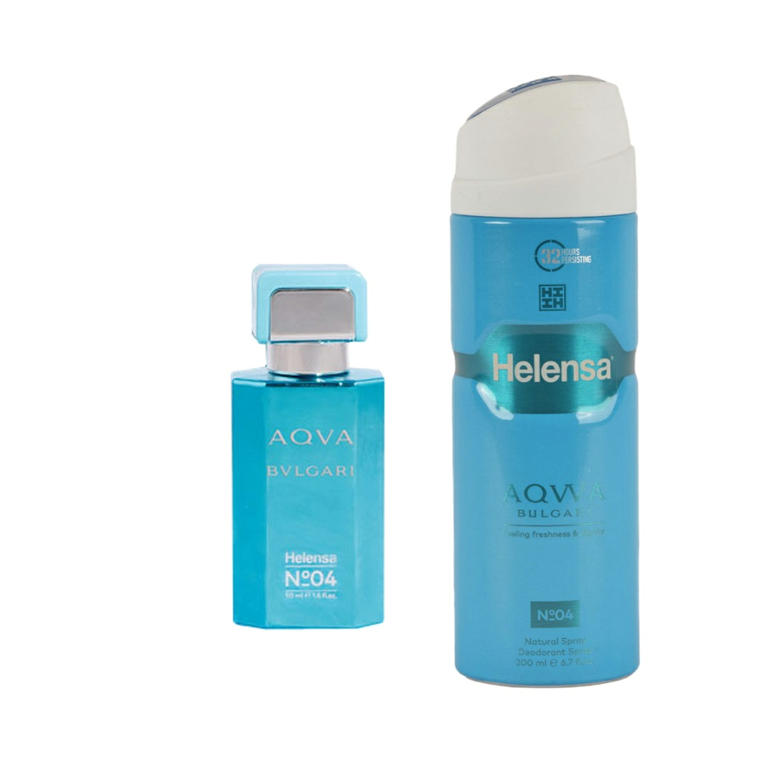 ادو پرفیوم مردانه هلنسا مدل BVLGARI AQVA حجم 50 میلی لیتر به همراه اسپری مردانه مدل BVLGARI AQVA حجم 200 میلی لیتر