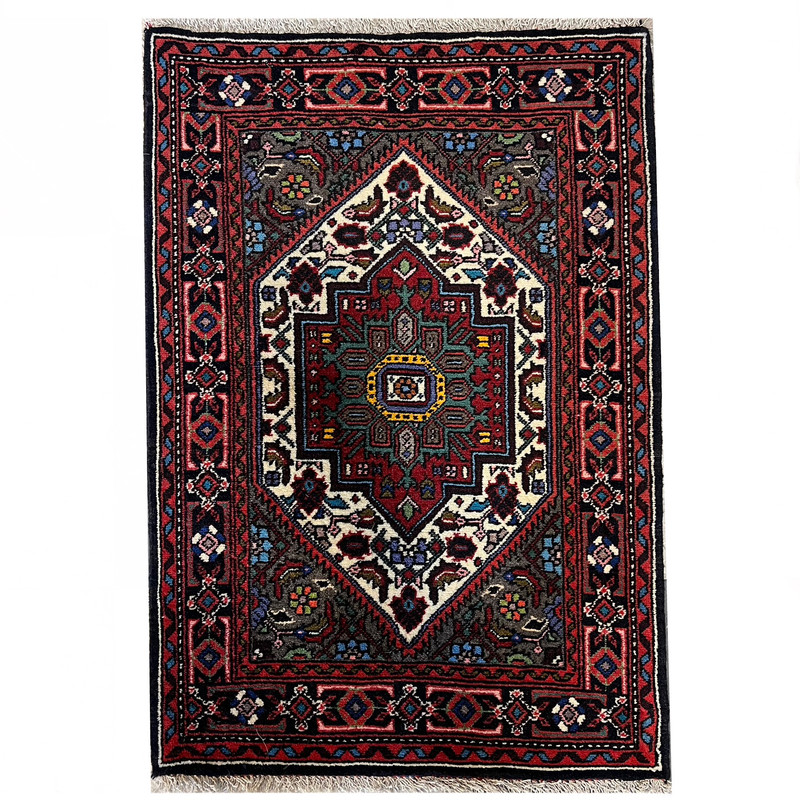 فرش دستبافت ۰.۵ متری مدل زنجان زمینه کرم