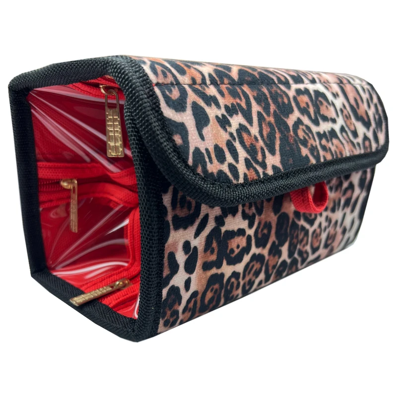 کیف لوازم آرایش زنانه مدل پلنگی چهار جیب کد KLA-043
