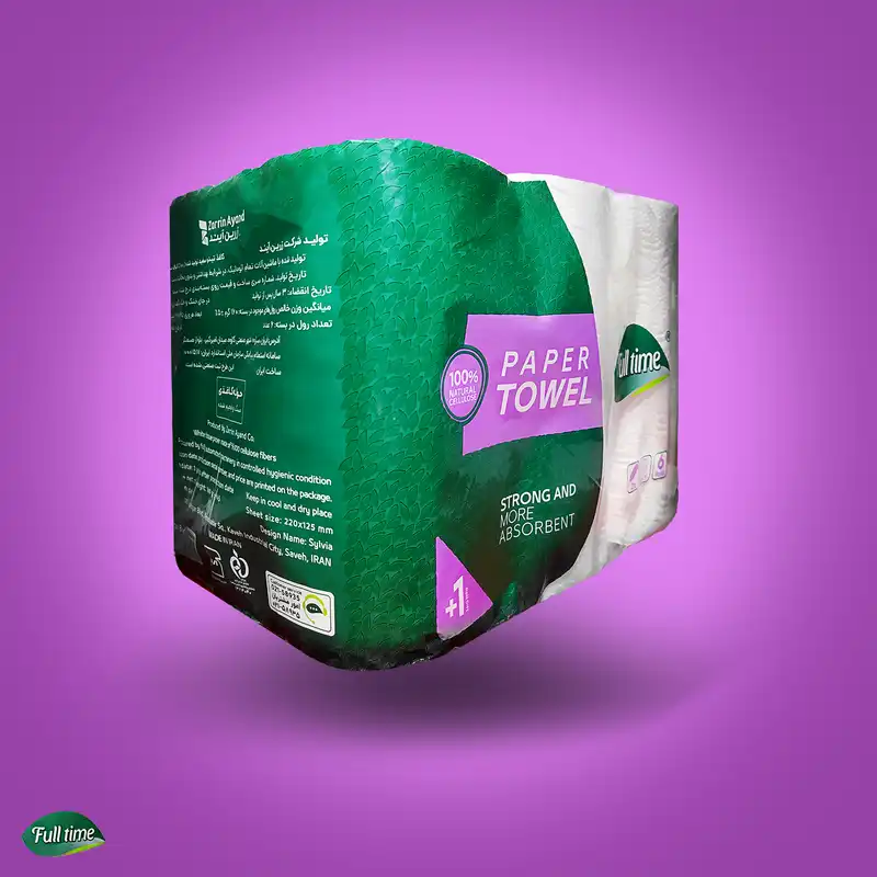 دستمال حوله ای 100 برگ فول تایم مدل رولی بسته 6 عددی