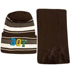 ست کلاه و شال گردن بافتنی بچگانه مدل boy 02