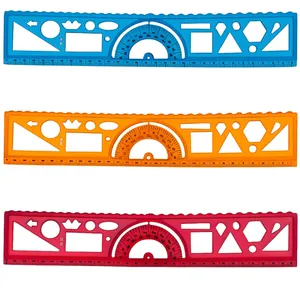 خط‌کش 30 سانتی‌متری مدل نقاله دار ژله ای بسته 3 عددی