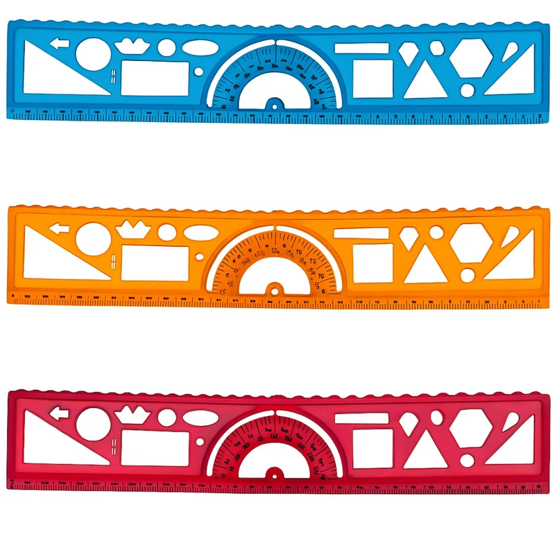 خط‌کش 30 سانتی‌متری مدل نقاله دار ژله ای بسته 3 عددی