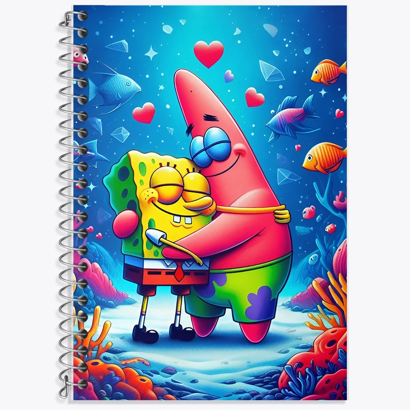 دفتر زبان 50 برگ خندالو مدل دو خط طرح باب اسفنجی و پاتریک کد F6108