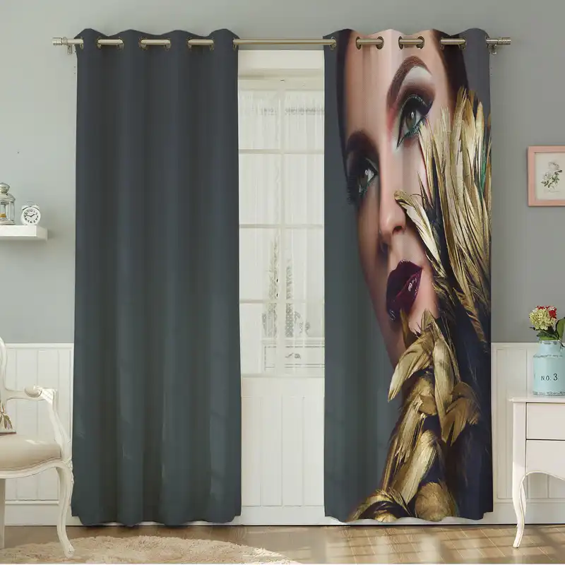 پرده نیروانا طرح چهره مدل مخمل کد 4876سایز 140×280 سانتی متر