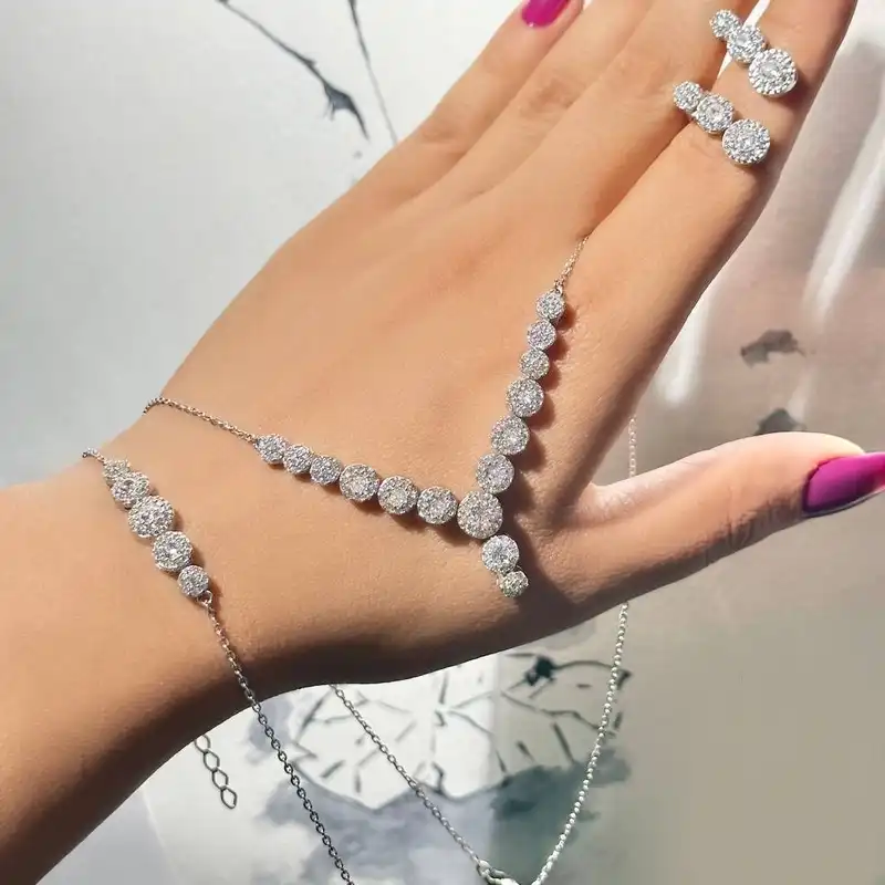 نیم ست نقره زنانه مدل فلاور Barf2