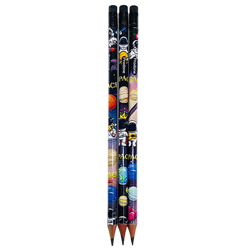 مداد مشکی مدل فضانوردی پاکن دار بسته 12 عددی