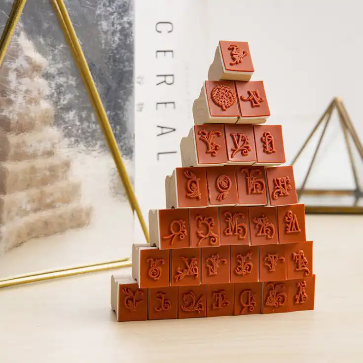 مهر مدل چوبی طرح حروف انگلیسی مجموعه 28 عددی