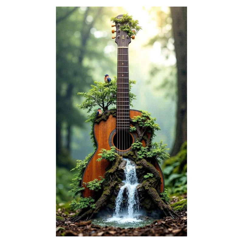 استیکر پارچه و لباس پاد آفرین مدل گیتار چشمه طبیعت کد 3105