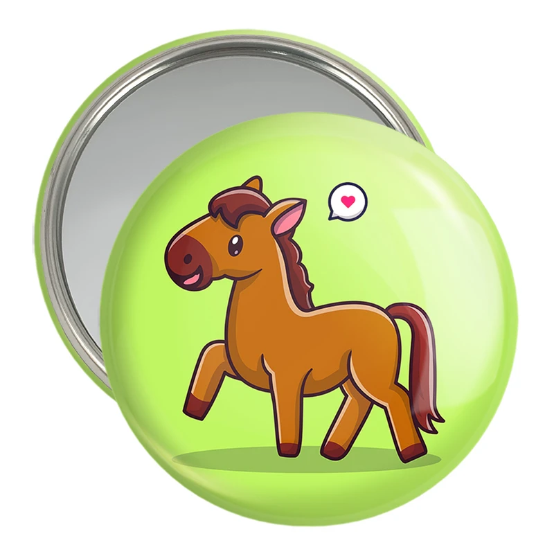 آینه جیبی خندالو مدل حیوانات بامزه اسب کد 29664