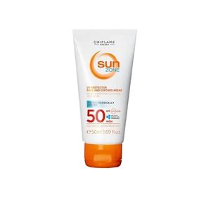 کرم ضد آفتاب بی‌رنگ صورت اوریفلیم SPF 50 مدل Sun Zone ‌محافظ UVA و UVB مناسب برای انواع پوست حجم 50 میلی لیتر