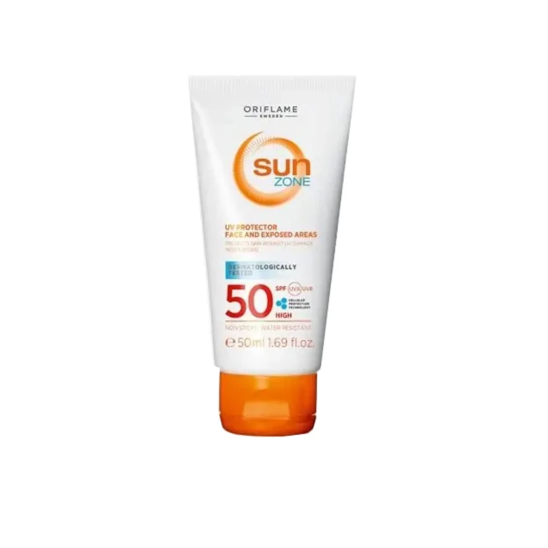 کرم ضد آفتاب بی‌رنگ صورت اوریفلیم SPF 50 مدل Sun Zone ‌محافظ UVA و UVB مناسب برای انواع پوست حجم 50 میلی لیتر