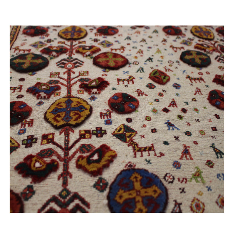گلیم فرش دستباف شیرکی پیچ یک متری طرح درخت کشیده کد 104