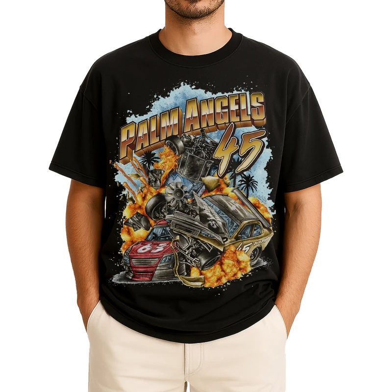 تی‌شرت آستین کوتاه مردانه باهرپوش شرق مدل ماشین بازی انفجاری z448