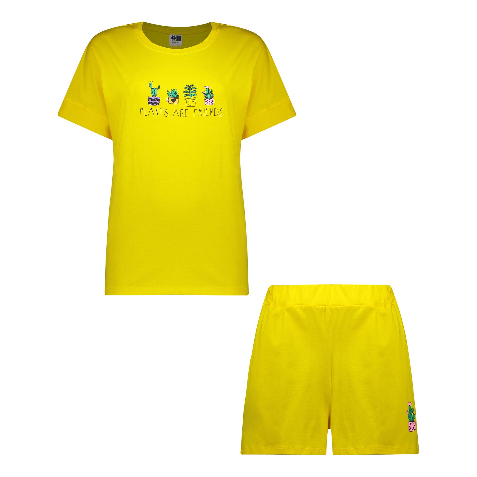 ست تی شرت آستین کوتاه و شلوارک دخترانه مادر مدل گاردن کد 92-16 رنگ زرد