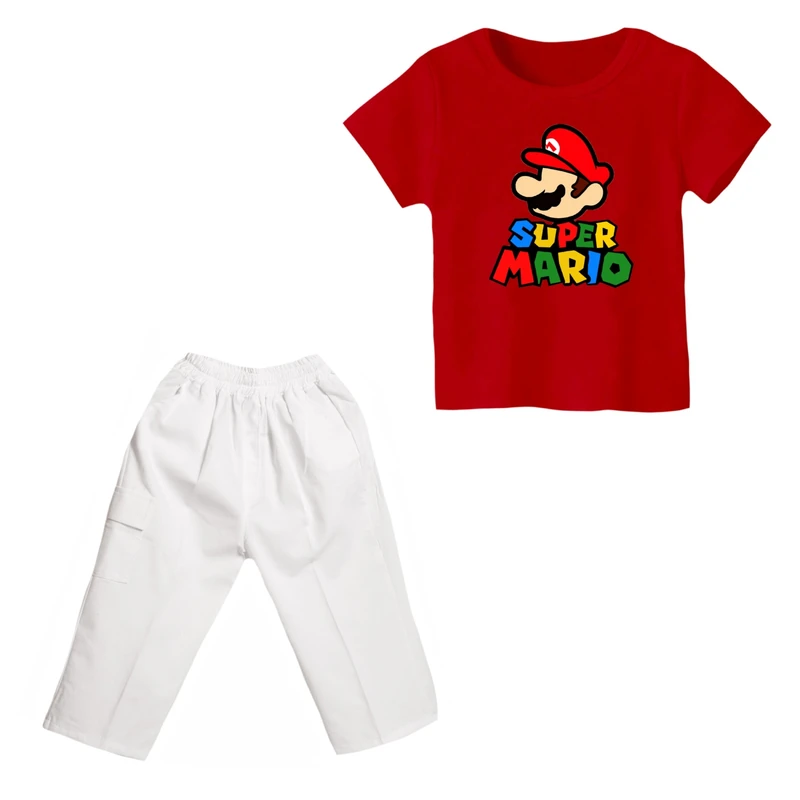 ست تی شرت و شلوارک پسرانه مدل سوپر ماریو