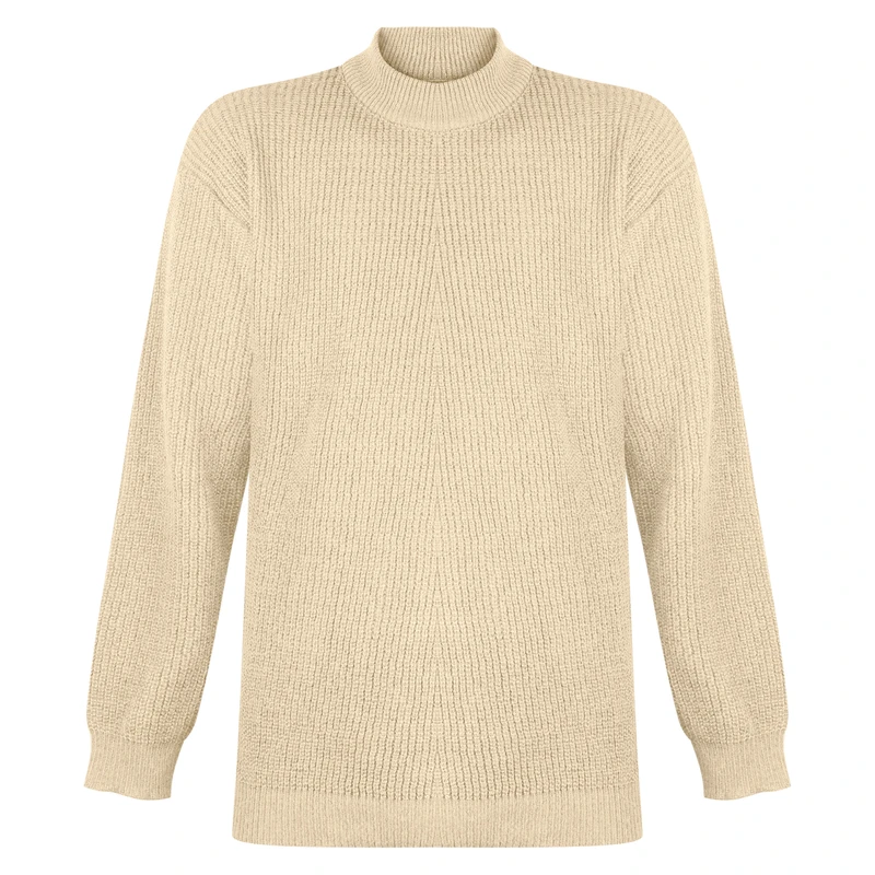 پلیور یقه ایستاده مردانه مدل بافت نخی