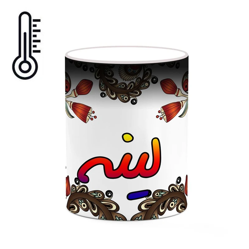 ماگ حرارتی کاکتی مدل اسم لینه طرح سنتی گل و بته کد mgh46939