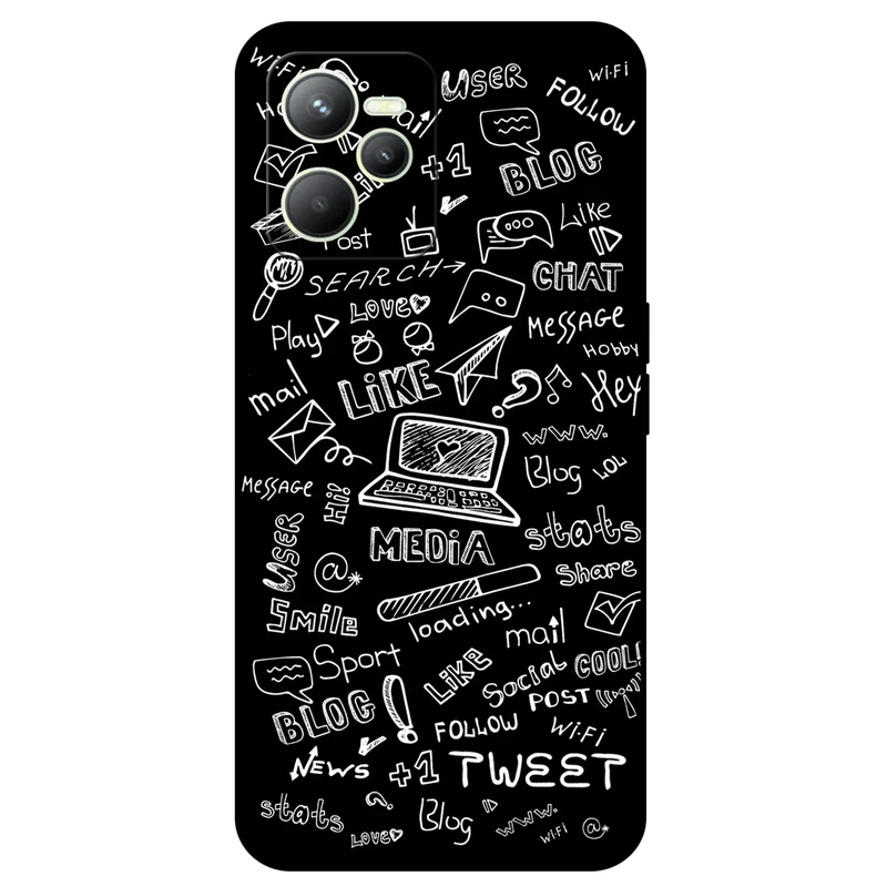 کاور مگافون طرح رسانه های اجتماعی مدل 1898 مناسب برای گوشی موبایل ریلمی C35    