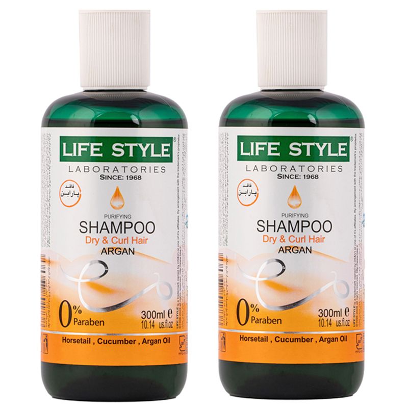 شامپو مو لایف استایل مدل روغن آرگان مراکش مناسب برای موهای خشک و فر حجم 300 میلی لیتر مجموعه 2 عددی - - 2