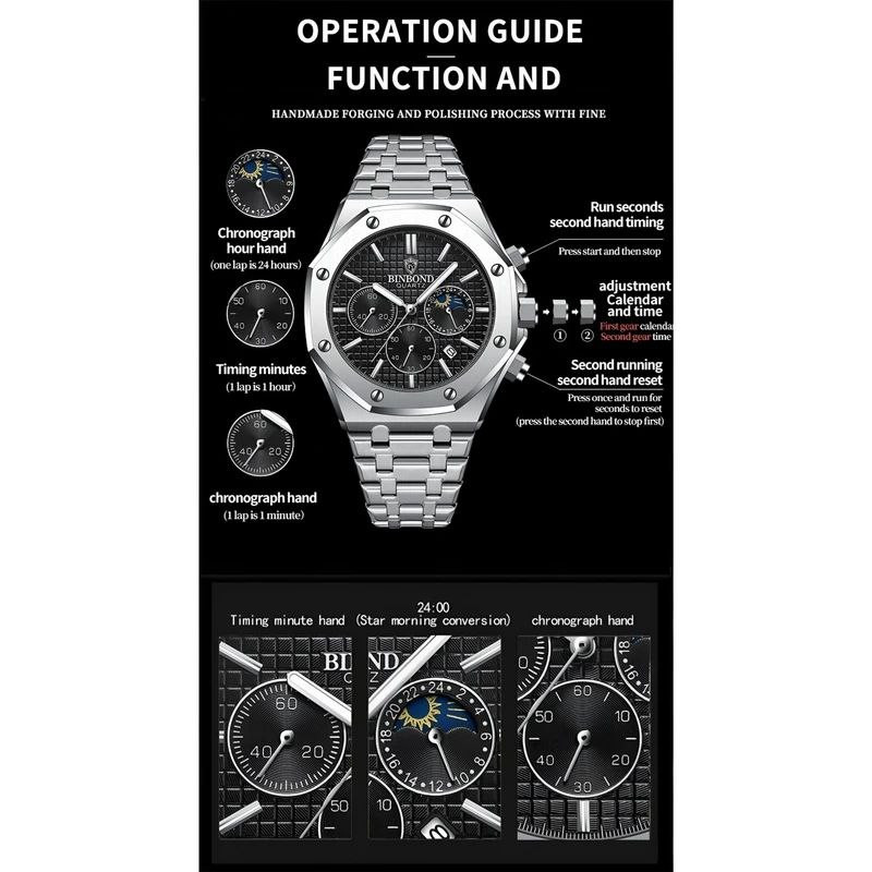 ساعت مچی عقربه‌ای مردانه کوارتز بین باند مدل سه موتور فعال کورنوگراف قفل مخفی کد 9