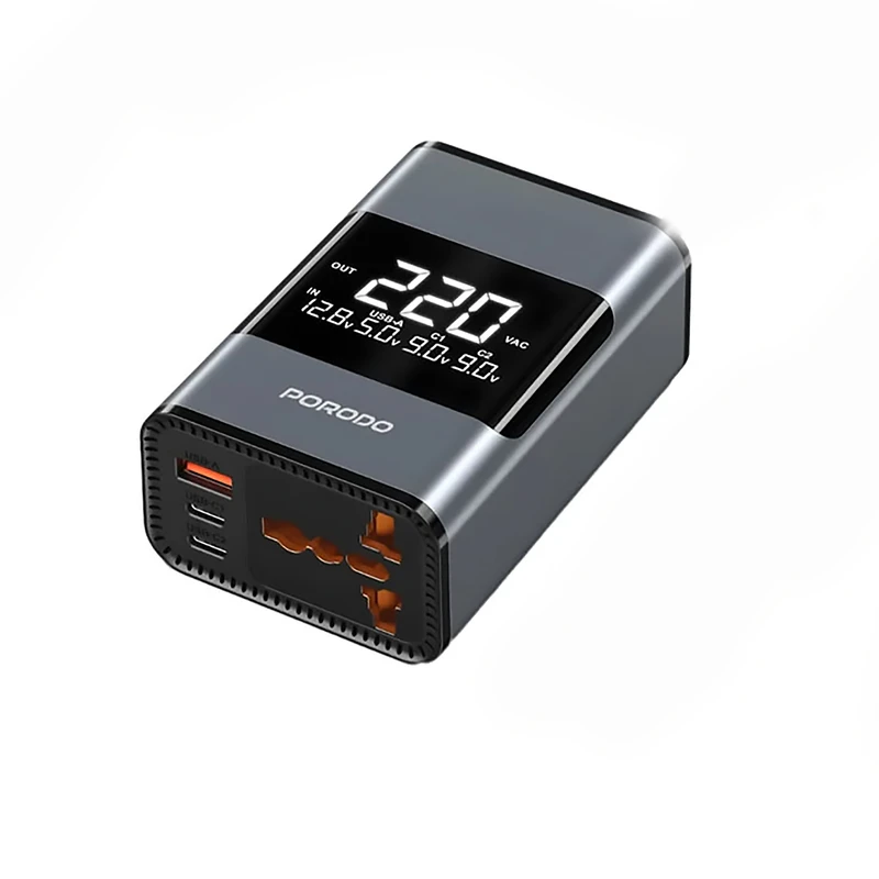 مبدل برق خودرو پرودو مدل  200W Porodo Universal AC Car Power Inverter PDFWCH067GY