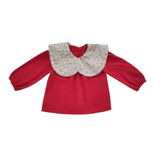 بلوز آستین بلند دخترانه لیمونار گالری مدل مخملی شکوفه رز کد 01