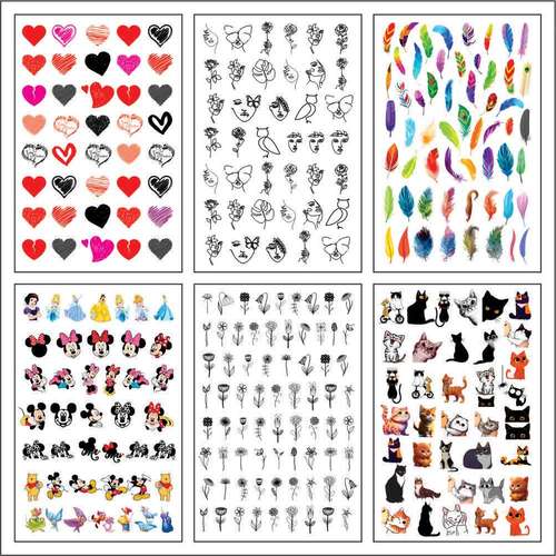 برچسب لنز ناخن طرح چهره قلب کد BLNG 6009 مجموعه 6 عددی