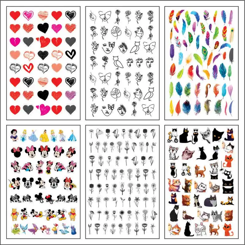 برچسب لنز ناخن طرح چهره قلب کد BLNG 6009 مجموعه 6 عددی