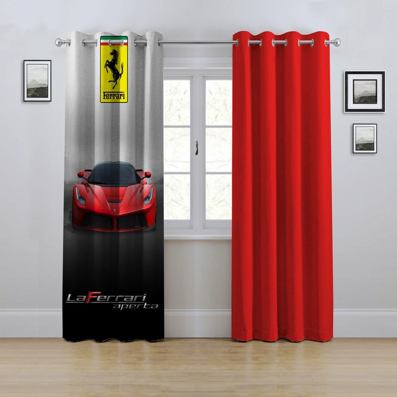 پرده مدل پانچی طرح ماشین سایز 280x145 سانتی متر