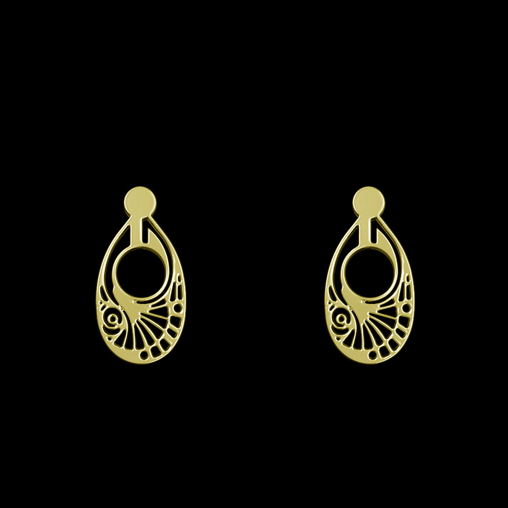 گوشواره طلا 18 عیار زنانه مدوپد مدل هندسی کد GA1-10439