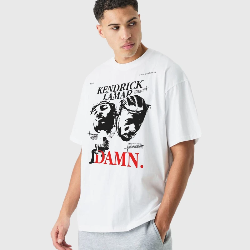 تی شرت آستین کوتاه مردانه مدل کندریک لامار رپی هیپ هاپ z532