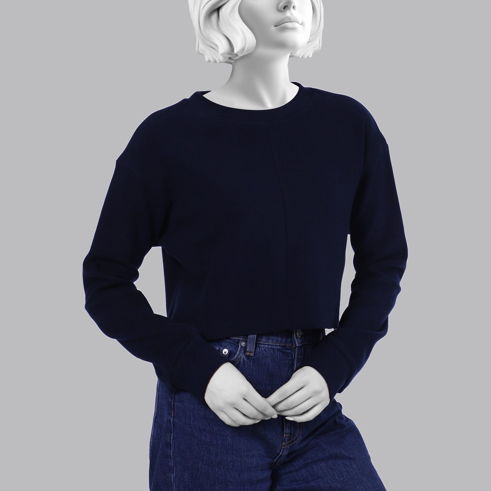 بلوز آستین بلند یقه گرد زنانه سرژه مدل 203518 سورمه ای رنگ سرمه ای -  - 1