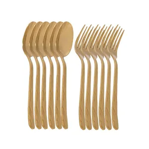 سرویس قاشق و چنگال 12 پارچه ام جی اس مدل Gold-34
