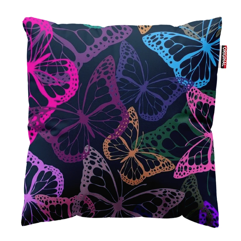 کوسن پاد آفرین طرح پروانه های رنگی زیبا کد 4982 سایز 30*30 سانتی متر