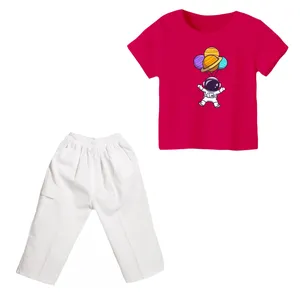 ست تی شرت و شلوارک دخترانه مدل فضانورد کد ۱۳