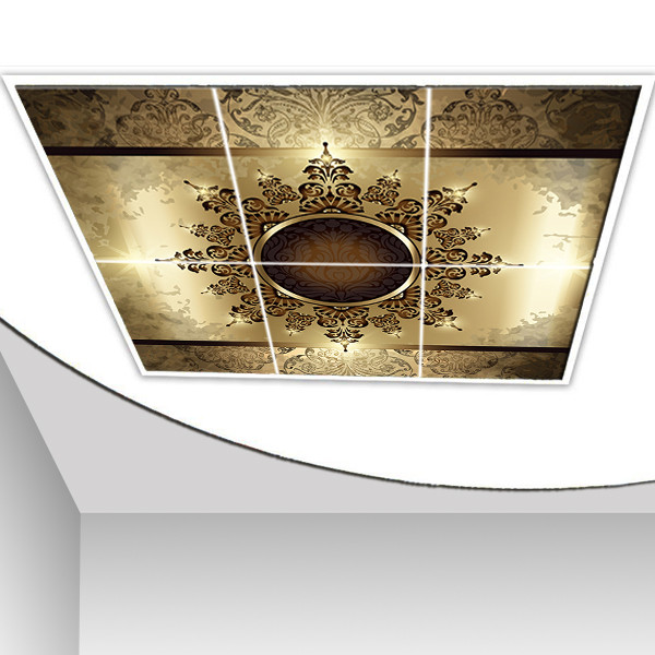 تایل سقفی طرح اسلیمی کد ST 6116-6 سایز 60x60 سانتی متر مجموعه 6 عددی