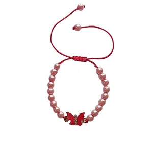 دستبند زنانه مدل مرواریدی طرح پروانه کد HC448