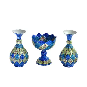 ست سه تکه گلدان و کاسه میناکاری کد 1164