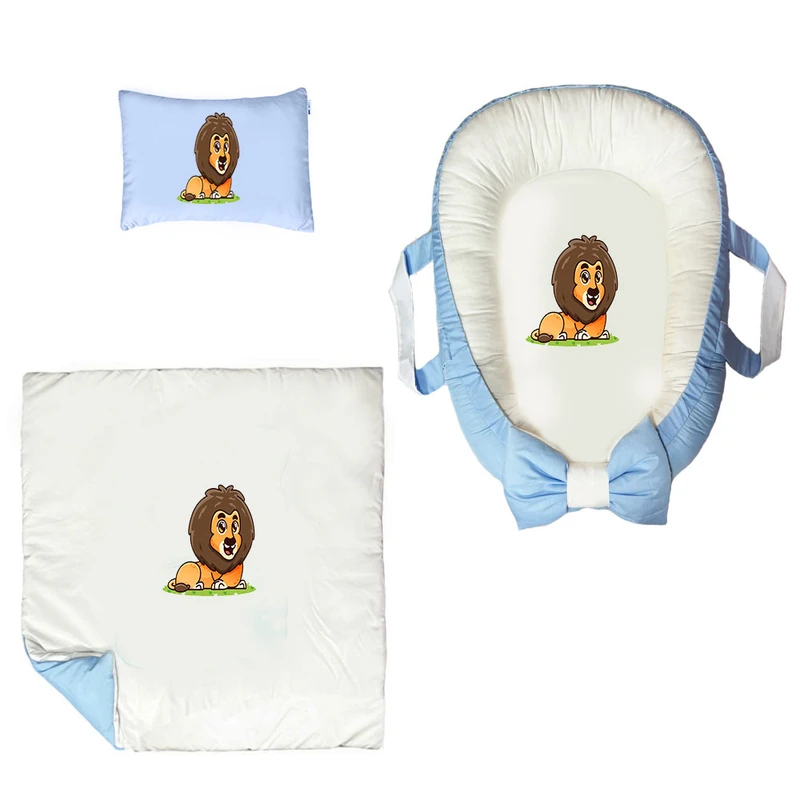 سرویس خواب سه تکه نوزاد ناریکو مدل گارد محافظ دار طرح شیر کد 0111