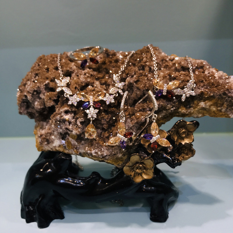 ست نقره زنانه مدل سوپر لوکس گل 443-2