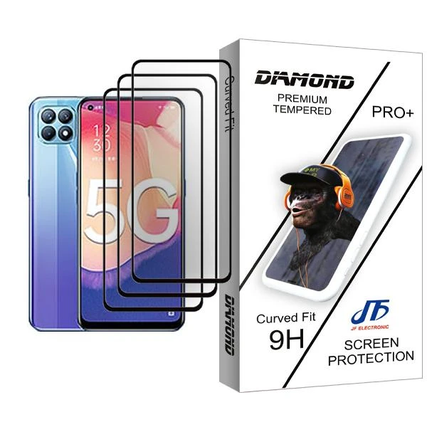 محافظ صفحه نمایش جی اف مدل Diamond Glass MIX003 مناسب برای گوشی موبایل اوپو Reno4 SE بسته سه عددی
