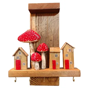 جاکلیدی دیواری چوبی مدل دهکده فانتزی کد 1126